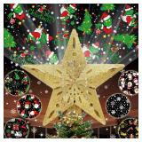 10 Christmas Tree Topper Star Lighted with 6 Projection Modes, Light Up Christmas Tree Topper Built-in LED Rotation Light, 3D Glitter Dynamic Projector Tree Top for Xmas Party Decorations Gift 10 Christmas Tree Topper Star Lighted with 6 Projection Modes, Light Up Christmas Tree Topper Built-in LED Rotation Light, 3D Glitter Dynamic Projector Tree Top for Xmas Party Decorations Gift