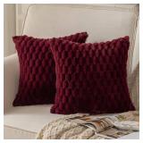 MANDIOO Pack of 2 Burgundy Super Soft Plush Fluffy Decorative Throw Pillow Covers 22x22 inch Faux Fur Wool Velvet Cushion Covers Pillow Cases Couch Sofa Bed Living Room MANDIOO Pack of 2 Burgundy Super Soft Plush Fluffy Decorative Throw Pillow Covers 22x22 inch Faux Fur Wool Velvet Cushion Covers Pillow Cases Couch Sofa Bed Living Room