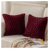 MANDIOO Pack of 2 Burgundy Super Soft Plush Fluffy Decorative Throw Pillow Covers 22x22 inch Faux Fur Wool Velvet Cushion Covers Pillow Cases Couch Sofa Bed Living Room MANDIOO Pack of 2 Burgundy Super Soft Plush Fluffy Decorative Throw Pillow Covers 22x22 inch Faux Fur Wool Velvet Cushion Covers Pillow Cases Couch Sofa Bed Living Room