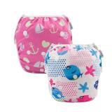ALVABABY Swim Diapers 2pcs Baby & Toddler Snap One Size Reusable Adjustable Swim Diapers for Swim Classes SW09-10 ALVABABY Swim Diapers 2pcs Baby & Toddler Snap One Size Reusable Adjustable Swim Diapers for Swim Classes SW09-10