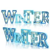 Geetery Blue Winter LED Wooden Sign Blue Snowflake Decorations Rustic Wooden Words Sign Tabletop Centerpiece Decor for Winter Christmas Table Home Office Party Geetery Blue Winter LED Wooden Sign Blue Snowflake Decorations Rustic Wooden Words Sign Tabletop Centerpiece Decor for Winter Christmas Table Home Office Party