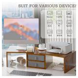 TEAMIX Dual Monitor Stand Riser with 2 Drawers - Length and Angle Adjustable 3 Shelf Monitor Riser with Storage Desk Organizer Large Monitor Stand for 2 Monitors/Laptop/PC,Screen/TV Stand Riser TEAMIX Dual Monitor Stand Riser with 2 Drawers - Length and Angle Adjustable 3 Shelf Monitor Riser with Storage Desk Organizer Large Monitor Stand for 2 Monitors/Laptop/PC,Screen/TV Stand Riser