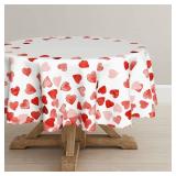 Horaldaily Valentine Tablecloth 60x60 Inch Round, Red Love Hearts Washable Table Cover for Party Picnic Dinner Decor Horaldaily Valentine Tablecloth 60x60 Inch Round, Red Love Hearts Washable Table Cover for Party Picnic Dinner Decor