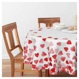 Horaldaily Valentine Tablecloth 60x60 Inch Round, Red Love Hearts Washable Table Cover for Party Picnic Dinner Decor Horaldaily Valentine Tablecloth 60x60 Inch Round, Red Love Hearts Washable Table Cover for Party Picnic Dinner Decor