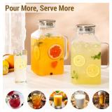 2 Pack 1 Gallon thickened Square Glass Pitcher with Lid, Classic Stripes Water Pitchers for Fridge, Borosilicate Glass Carafe for Hot/Cold Brew Drink, Extra Large Jug with Handle for Iced Tea, Coffee 2 Pack 1 Gallon thickened Square Glass Pitcher with Lid, Classic Stripes Water Pitchers for Fridge, Borosilicate Glass Carafe for Hot/Cold Brew Drink, Extra Large Jug with Handle for Iced Tea, Coffee
