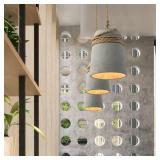 Meefad Concrete Pendant Lamp, 1 Light Industrial Farmhouse Style Hanging Lamp, Cement Bell Pendant Fixture with Hemp Rope Deco Meefad Concrete Pendant Lamp, 1 Light Industrial Farmhouse Style Hanging Lamp, Cement Bell Pendant Fixture with Hemp Rope Deco