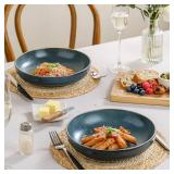 HAPPY KIT 9'' Pasta Bowls, 42oz Pasta Bowls Set of 4, Large Salad Bowl, Ceramic Serving Bowls,Double Reactive Glaze, Ideal for Housewarming, Festivals, Microwave Safe (Peacock Blue) HAPPY KIT 9'' Pasta Bowls, 42oz Pasta Bowls Set of 4, Large Salad Bowl, Ceramic Serving Bowls,Double Reactive Glaze, Ideal for Housewarming, Festivals, Microwave Safe (Peacock Blue)