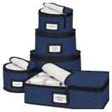 China Storage Containers 5-Piece Set Moving Boxes for Dinnerware, Glasses, Plates, Mugs and Saucers Sturdy Quilted Microfiber Dish Organizer with Dividers for Seasonal Storage - Holds Set of 12, blue China Storage Containers 5-Piece Set Moving Boxes for Dinnerware, Glasses, Plates, Mugs and Saucers Sturdy Quilted Microfiber Dish Organizer with Dividers for Seasonal Storage - Holds Set of 12, blue