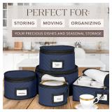 China Storage Containers 5-Piece Set Moving Boxes for Dinnerware, Glasses, Plates, Mugs and Saucers Sturdy Quilted Microfiber Dish Organizer with Dividers for Seasonal Storage - Holds Set of 12, blue China Storage Containers 5-Piece Set Moving Boxes for Dinnerware, Glasses, Plates, Mugs and Saucers Sturdy Quilted Microfiber Dish Organizer with Dividers for Seasonal Storage - Holds Set of 12, blue