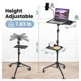 Garvee Projector Tripod Stand with Wheels, Laptop Tripod Projector Stand with 2 Shelves Mouse Tray Phone Holder, Adjustable Height 23 to 49 Inch Tripod, Portable Tripod Stand Office Home Garvee Projector Tripod Stand with Wheels, Laptop Tripod Projector Stand with 2 Shelves Mouse Tray Phone Holder, Adjustable Height 23 to 49 Inch Tripod, Portable Tripod Stand Office Home