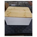 ZICOTO Beautiful Bread Box With Wooden Lid For Your Kitchen Countertop - Spacious Container Perfectly Stores Your Homemade Bread, English Muffins & Bagels - Quality Cutting Board Lid Keeps Loaf Fresh ZICOTO Beautiful Bread Box With Wooden Lid For Your Kitchen Countertop - Spacious Container Perfectly Stores Your Homemade Bread, English Muffins & Bagels - Quality Cutting Board Lid Keeps Loaf Fresh