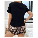 WDIRARA Leopard Print Pajama Set 2-Piece small