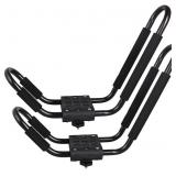 TMS Kayak Roof Racks for 2 Kayaks - Dual Universal Fit Carriers Include Two Sets of Straps for Cars, Trucks and SUVs - Easy to Mount J-Bar Style Carriers for Kayaks Canoes Paddleboards and Surfboards 