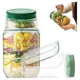 Salad Jar with Side Opening Leakproof Dressing Layer Portable Lunch