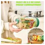 Salad Jar with Side Opening Leakproof Dressing Layer Portable Lunch