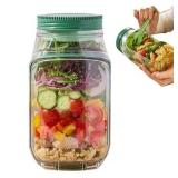Salad Jar with Side Opening Leakproof Dressing Layer Portable Lunch