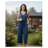 AnyBody Women's Indigo Sleeveless Jumpsuit V-Neck With Pockets XS