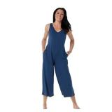 AnyBody Women's Indigo Sleeveless Jumpsuit V-Neck With Pockets XS