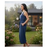 AnyBody Women's Indigo Sleeveless Jumpsuit V-Neck With Pockets XS