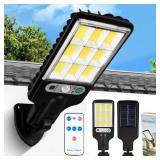 NEW COB Solar Led Motion Sensor Wall Light Outdoor With Remote Control For Shed Porch Fence Post