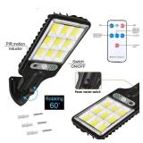 NEW COB Solar Led Motion Sensor Wall Light Outdoor With Remote Control For Shed Porch Fence Post