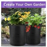 2 PACK Grow Bags 5 Gallon Black Fabric Reusable