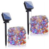 2 Pack String Lights 200 LED Outdoor Solar Copper Wire Fairy Lights WHITE