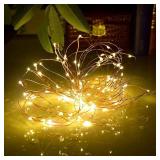 2 Pack String Lights 200 LED Outdoor Solar Copper Wire Fairy Lights WHITE