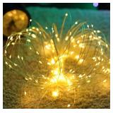 2 Pack String Lights 200 LED Outdoor Solar Copper Wire Fairy Lights WHITE