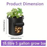 2 PACK Grow Bags 5 Gallon Black Fabric Reusable
