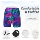 Men's Quick-Dry Swimming Trunks 7 Inch with Compression Liner 2 in 1 Beach Swim Board Shorts with Pockets