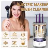 Electric Makeup Brush Cleaner - Multi-Use Cosmetic Brush Cleaner, Automatic Spinning Makeup Brush Cleaner for All Size Makeup Brushes (transparent)