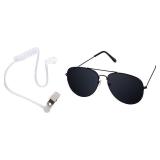 Sucrain Playing Cosplay Black Sunglasses with Earpiece Earplugs Ring Bearer for Halloween Costume