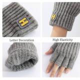 Fingerless Gloves - Half Finger Mittens Winter Knitted Cold Weather Typing Working Driving
