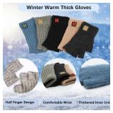 Fingerless Gloves - Half Finger Mittens Winter Knitted Cold Weather Typing Working Driving