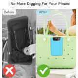 Silicone Phone Holder for Bogg Bag, Accessories for Simple Modern Bags, Rubber Beach Totebag Charm (Black)