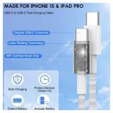 MFi Certified USB C to USB C for iPhone 16 Fast Charger, 3Pack 60W 6FT Long Power Cord Woven Fast USBC Charger Screen Data Sync for iPhone 16/15Pro Max/Vision Pro/MacBook/iPad/Airpods/Samsung Galaxy