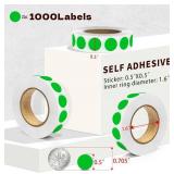 1000PCS Green Colored Dot Stickers Round Coding Circle Label Stickers 0.5 inch Label in Dispenser Box for Office Classroom