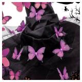 MGupzao Witch Hat for Women with Veil, Butterfly Halloween Costume Accessories, Witches Hat for Halloween Party