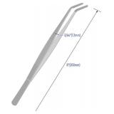8 Inch Stainless Steel Tweezers, Curved Round Blunt Serrated Tip, Perfectly Aligned, 3/64 Inch Thickness Stainless Steel, Multipurpose Daily Garden Home Lab Craft Repairing Tool