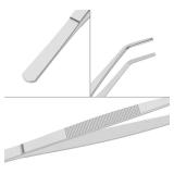 8 Inch Stainless Steel Tweezers, Curved Round Blunt Serrated Tip, Perfectly Aligned, 3/64 Inch Thickness Stainless Steel, Multipurpose Daily Garden Home Lab Craft Repairing Tool