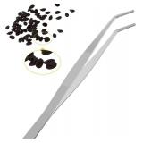 8 Inch Stainless Steel Tweezers, Curved Round Blunt Serrated Tip, Perfectly Aligned, 3/64 Inch Thickness Stainless Steel, Multipurpose Daily Garden Home Lab Craft Repairing Tool