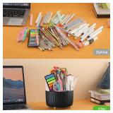 Pencil Holder, 360 Degree Rotating Pen Organizer for Desk, Cute Spinning Desk Organizer Makeup Brush Holder, 5 Slots Pen Cup Pencil Cups for School, Office, Home - Black