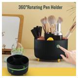 Pencil Holder, 360 Degree Rotating Pen Organizer for Desk, Cute Spinning Desk Organizer Makeup Brush Holder, 5 Slots Pen Cup Pencil Cups for School, Office, Home - Black