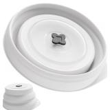 Li&Zhao Collapsible Dog Bowls - Silicone Travel Dog Bowl with Cover Lids Portable Expandable Pet Bowls Portable Water Bow for Cats Feeding Traveling Camping Hiking Walking(Grey)