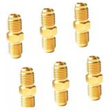 HQMPC Brass Flare Fitting Gas Connector Gas Adapter Union Bras Tube Coupler Brass Pipe Flared Fitting 1/4\' FlareX1/4\' Flared 6Pcs