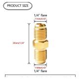 HQMPC Brass Flare Fitting Gas Connector Gas Adapter Union Bras Tube Coupler Brass Pipe Flared Fitting 1/4\' FlareX1/4\' Flared 6Pcs