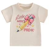 Toddler Boys Girls First Day of Pre-K Shirt Short Sleeve Pre-Kindergarten Back to School Shirt Preschool T-Shirt 2-5T