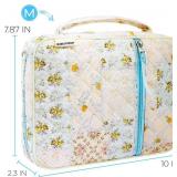 Bible Cover Case for Women,Cotton Bible Cover for Men Women with Handle,Purple Bible Book Cover,Bible Bag Floral,Carrying Case Bible Protective (Blue pin, M)