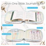 Bible Cover Case for Women,Cotton Bible Cover for Men Women with Handle,Purple Bible Book Cover,Bible Bag Floral,Carrying Case Bible Protective (Blue pin, M)